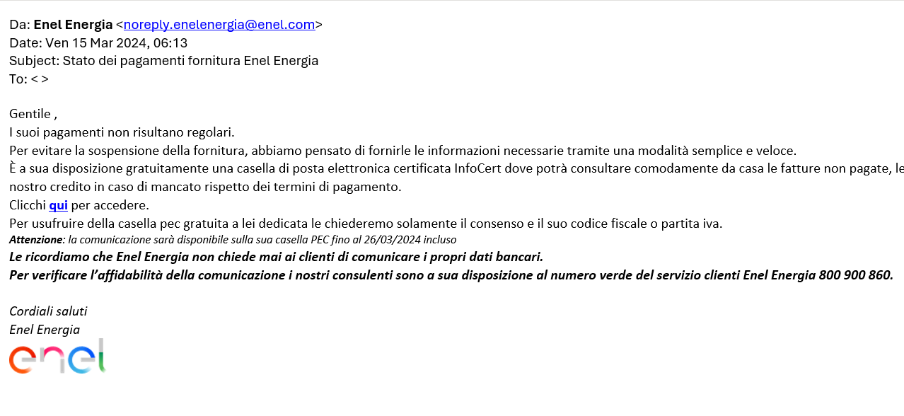 Copia email Enel
